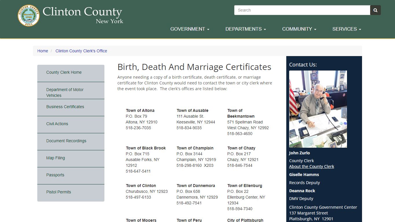 Birth, Death and Marriage Certificates | Clinton County ...