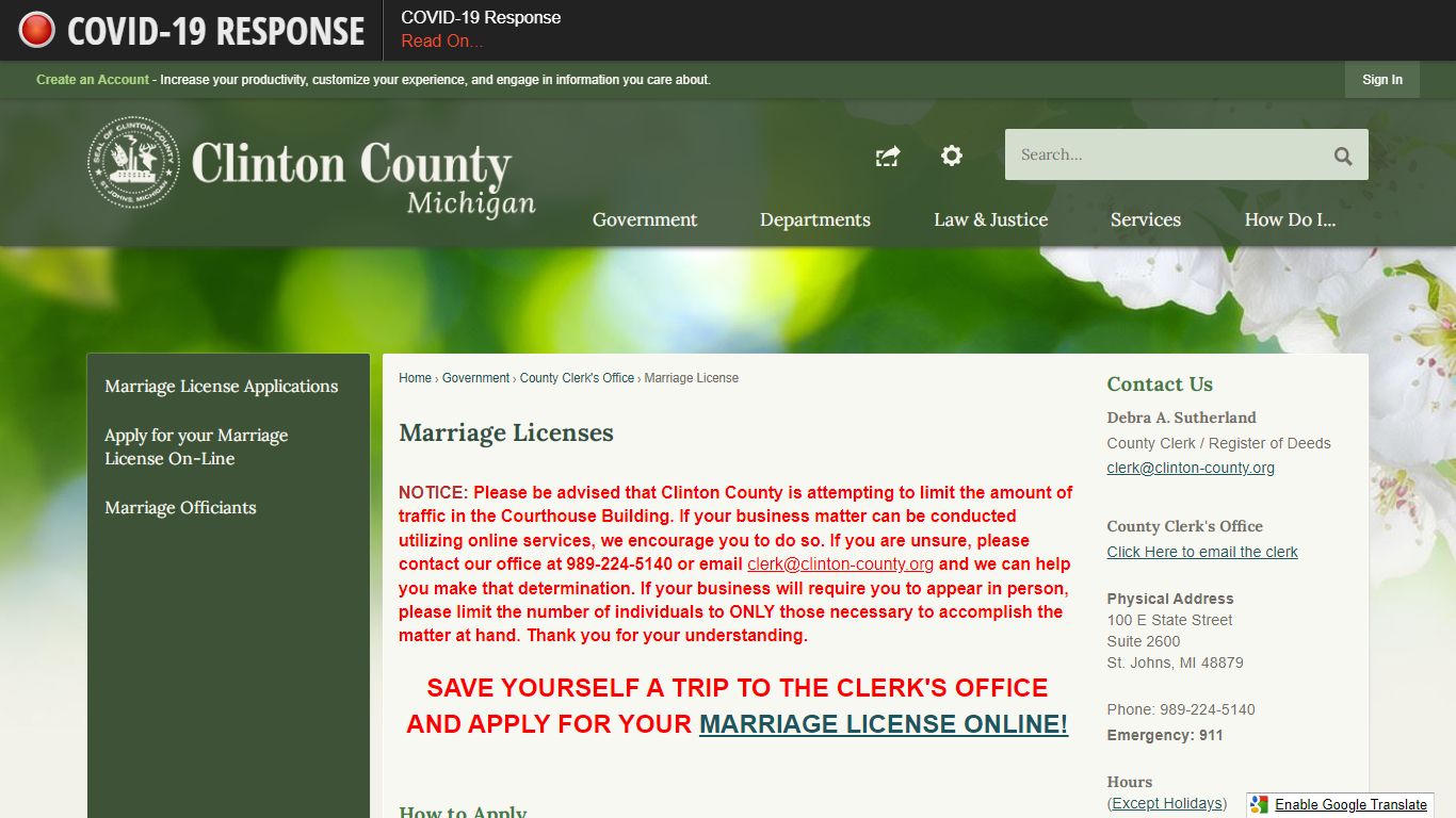 Marriage Licenses | Clinton County, MI